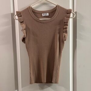 H&M Ribbed Tank Top with Ruffled Sleeves - Tan. Worn Once!
